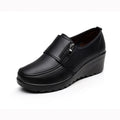Women's Shoes Zip Womens Wedge Shoes Black Soft Sole Moms Shoes Non Slip Durable Women High Heels Comfortable Zapatos De Mujer