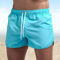 Mens Swim Trunks with Mesh Lining Side Pockets Solid Beach Shorts Quick Dry Lightweight Drawstring Board Shorts Summer Swimwear