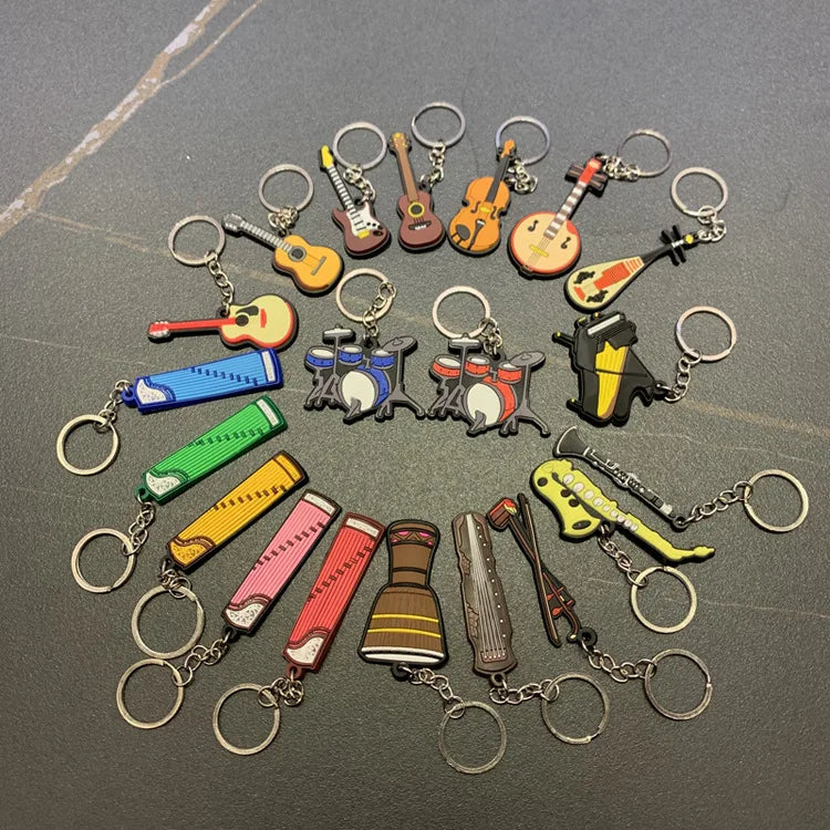 New Musical Instrument Silicone Guitar Pvc Soft Keychain Cartoon Small Gift Pendant K5156