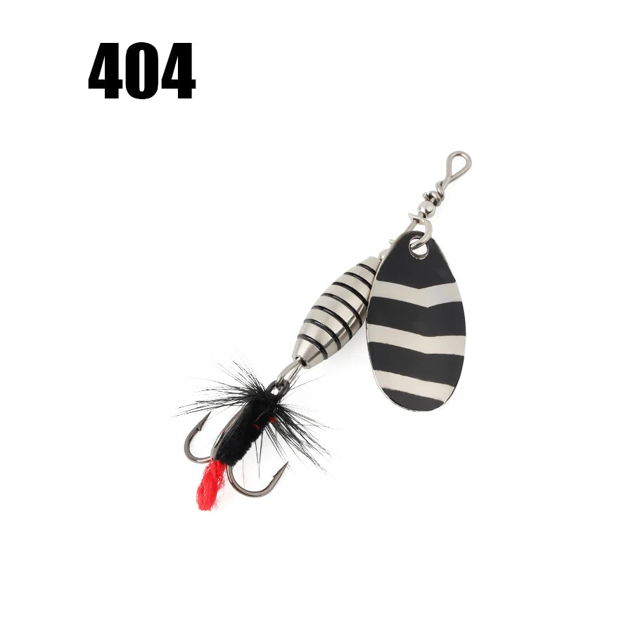 W.P.E 1pcs Spinner Lure 3.7g/5.3g/8.2g/10.5g Bait Metal Brass Spoon Hard Lure Feather Treble Hook Fake Lure Fishing Tackle Pesca