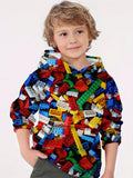 Kids Clothes Boy Hoodies Girl Clothes Long Sleeve Building Block Print Casual Kids Summer Autumn Clothes Top Children's Clothing