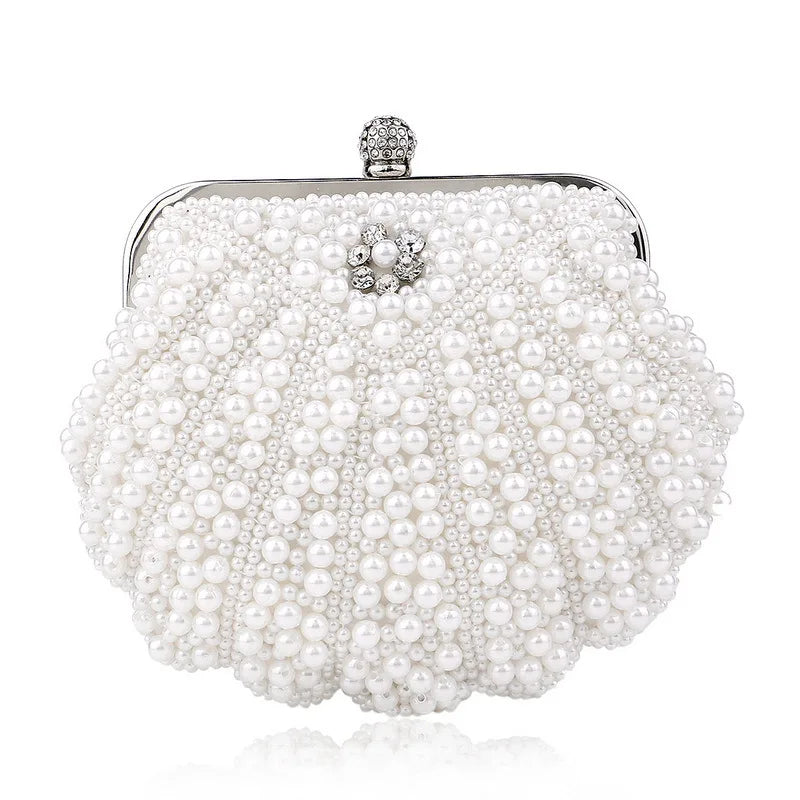 White Pearls Handbags for Woman 2026 New Luxury Top-handle Beading Evening Bags Wedding Party Clutch Purse Bolsas De Mujer
