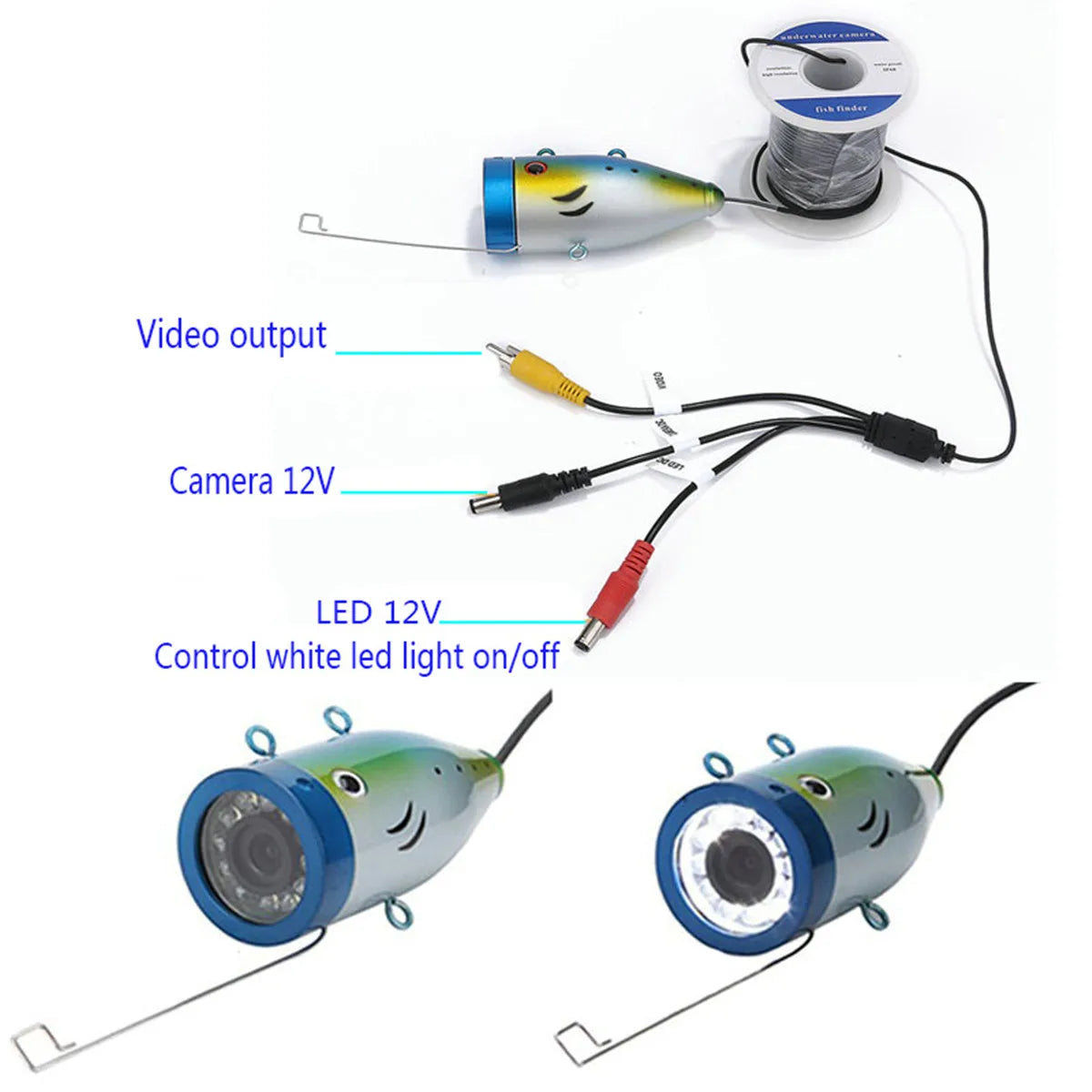 underwater fisherman camera for Fishing finder HD 7 inch monitor 1000TVL security fishing camera w/ white led light big float