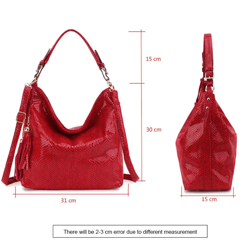 Women's Bags Handbags Fashion Shoulder Crossbody Bags with Fringe Crescent Snake-Print Hobo Purses and Handbags for Women & Girl