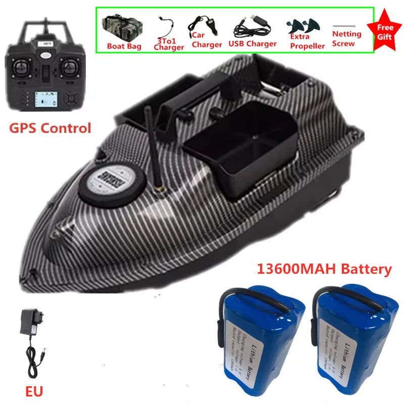 16Point GPS Dual Position Fixed Speed Cruise RC Fishing Bait Boat 2KG 500M 3-Hopper 16 Point GPS Nesting Boat Fish Finder VS V18