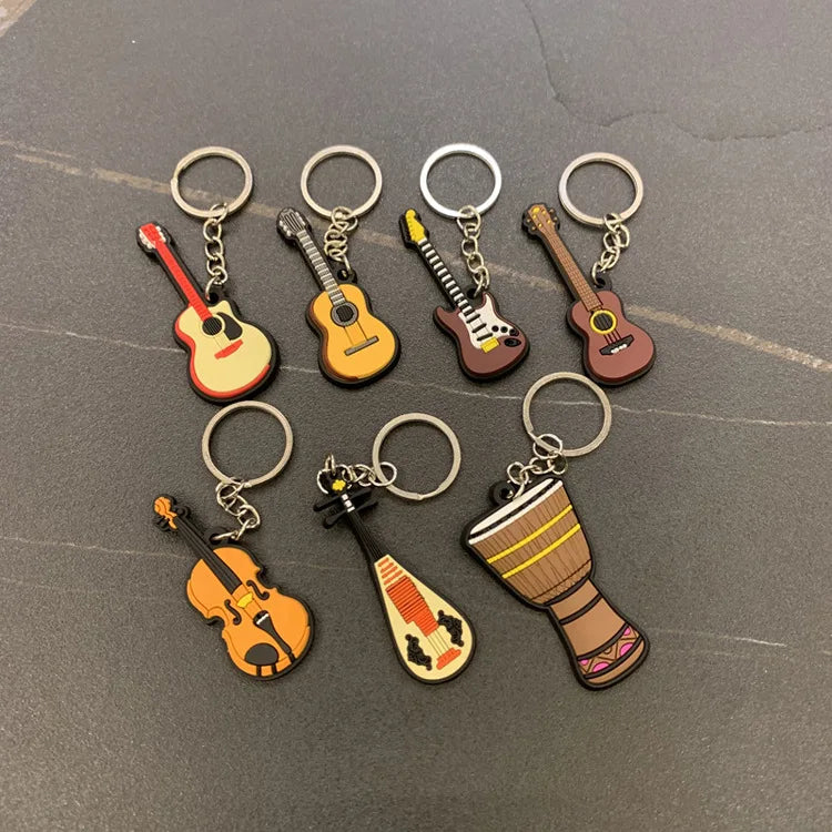 New Musical Instrument Silicone Guitar Pvc Soft Keychain Cartoon Small Gift Pendant K5156