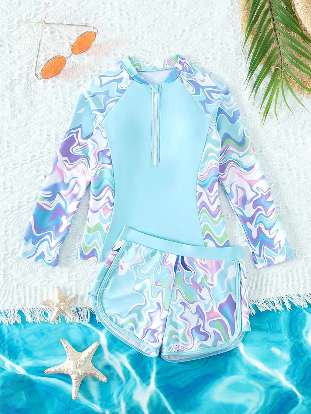 Bathing Suit With Short Toddler Girls Long Sleeve Swimsuits Swimwear Little Girls Swimsuits 2 Pieces Kid купальник для девочки