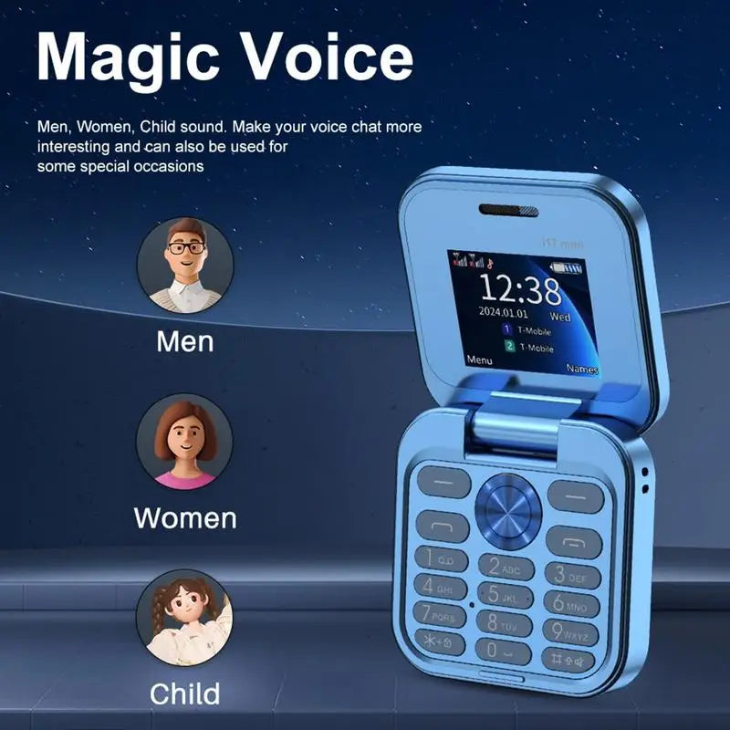 Seniors Cell Phone Foldable Multifunctional Clamshell Phone 1.77 Inch Screen Mini Mobile Phone Portable Clamshell Phone With