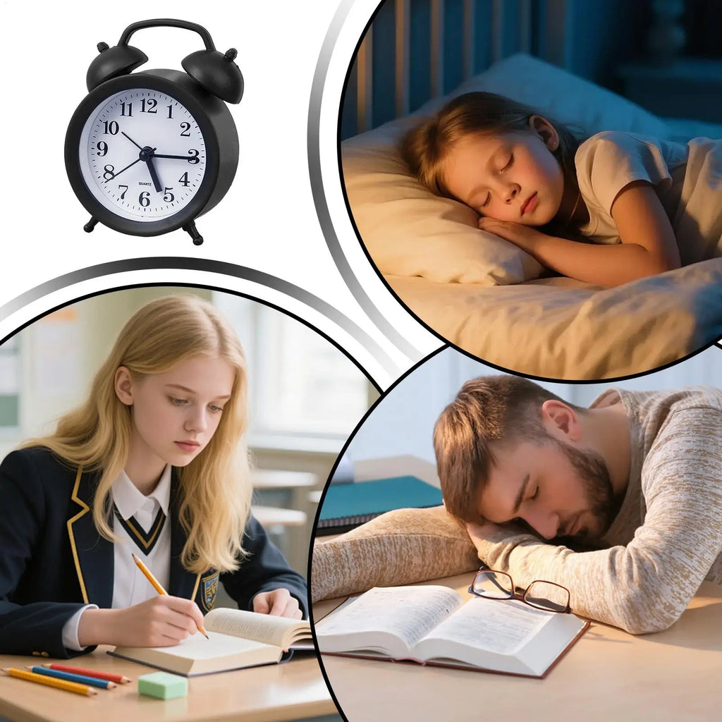 Alarm Clock Retro Bell Desk Table Analog Clock Silent For Home Office Mini Travel Portable Alarm Clock Retro Home Decor