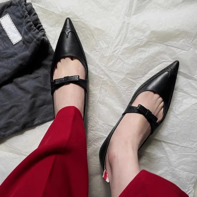 2026 New Women's Shoes Elegant French Casual Shoes for Woman Exquisite Bow Pointed Tip Flat Shoe Designer Shoes Zapatos Mujer