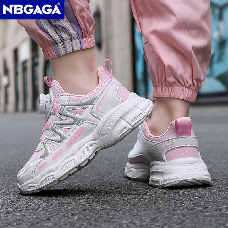 Girls Sports Shoes Lightweight Leather Kids Sneakers Casual Pink Fashion Children Anti-slip Walking Running Shoes