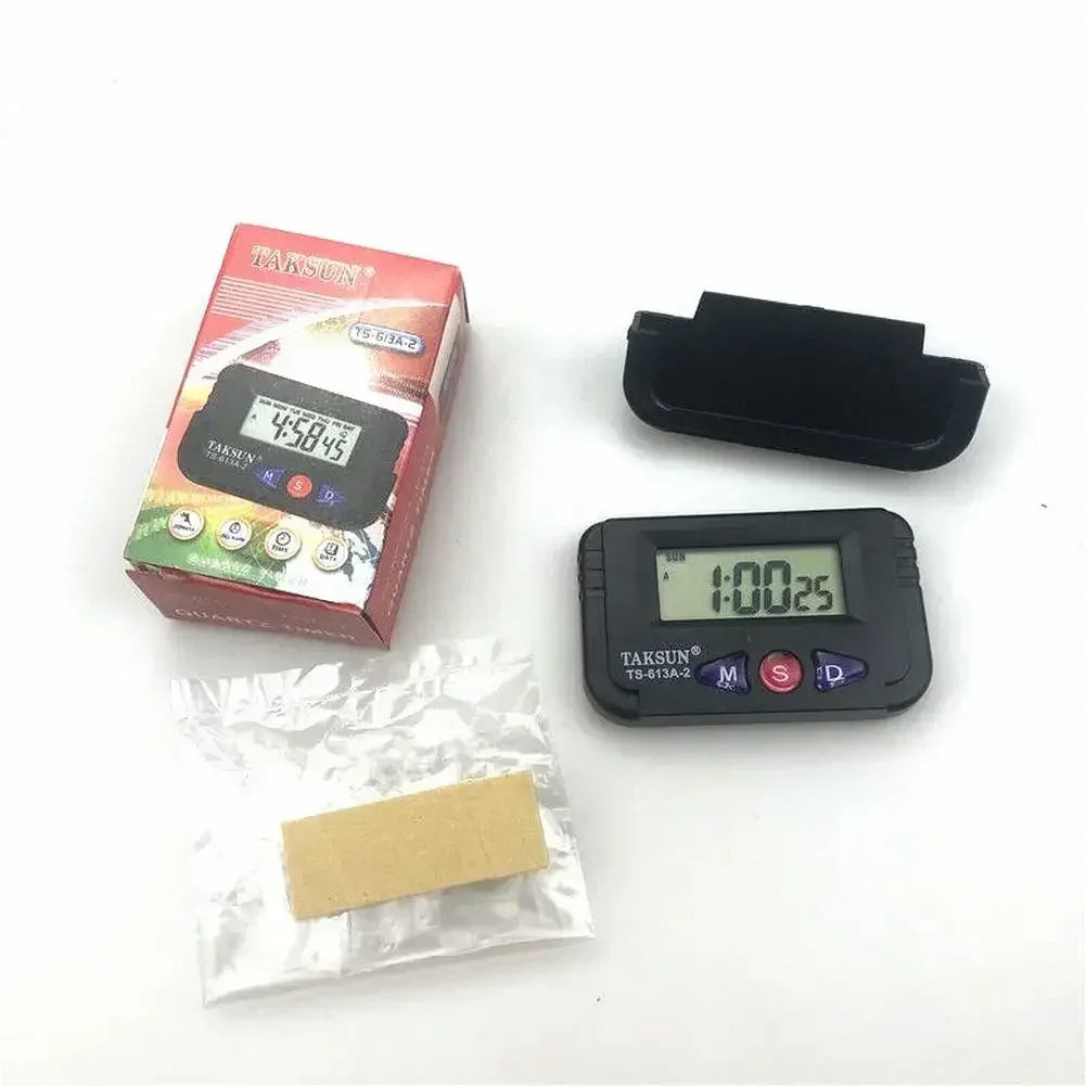 Mini Portable Desk Clock 12Hour Time Display Digital Clock Automotive Electronic Stopwatch Alarm Clock For Student/Car/Bedroom