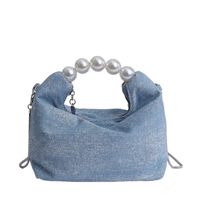 Women's Handbags Korean Pearl Denim Simple Fashionable Sweet Gentle Versatile New Handbags Luxury Brand Crossbody Bags For Girl