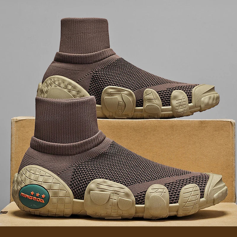 Outdoor Men Short Boots Designer Soft Casual Sneakers Breathbale Mens Socks Shoes Slip-On Flat Lightweight Walking Sport Shoes
