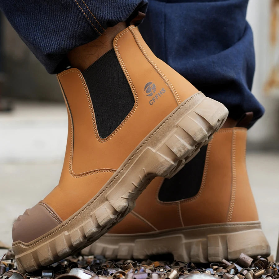 Men Safety Work Boots Steel toe Shoes Anti-smash Anti puncture Men's boots Safety Shoes lightweight Comfort Protection Shoes