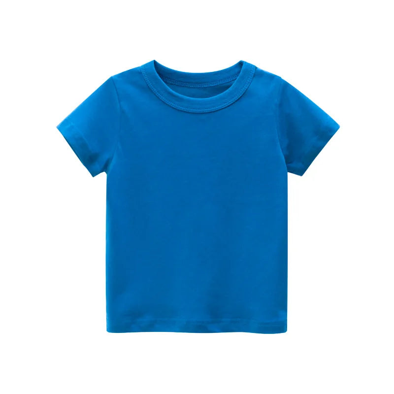 1-7 Years Kid Baby Clothing Boys Girls T-shirt Summer Solid Color Short Sleeve Round Neck Tops Kids Clothing