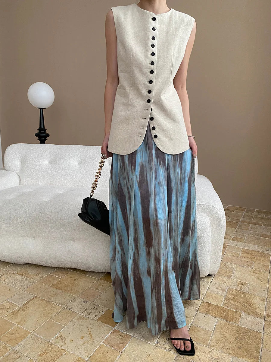 Spring and summer women's casual solid color round neck slim fit vest
