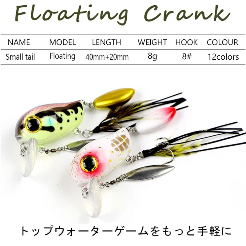 Crank Bait 8g 40mm Floating Minnow Fishing Lure Pesca Wobbler Rotating Sequins Stream Freshwater Bass Pike Trout Perch Hard Bait