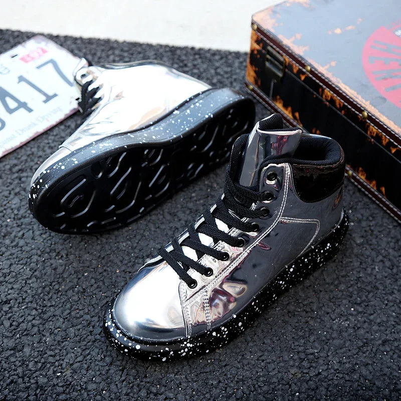 Fashion Outdoor Non-slip Flat Men Boots 2025 Autumn New Man Casual Shoe Comfortable High-top Couple Sneakers Pu Leather Designer