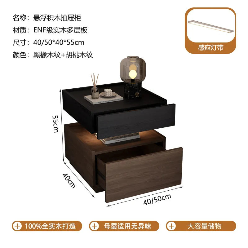 Luxury Decor Bedside Table Coffee Trendy Wood Vanity Living Room Nightstand Space Saving Cabinets Criado Mudo Home Furniture
