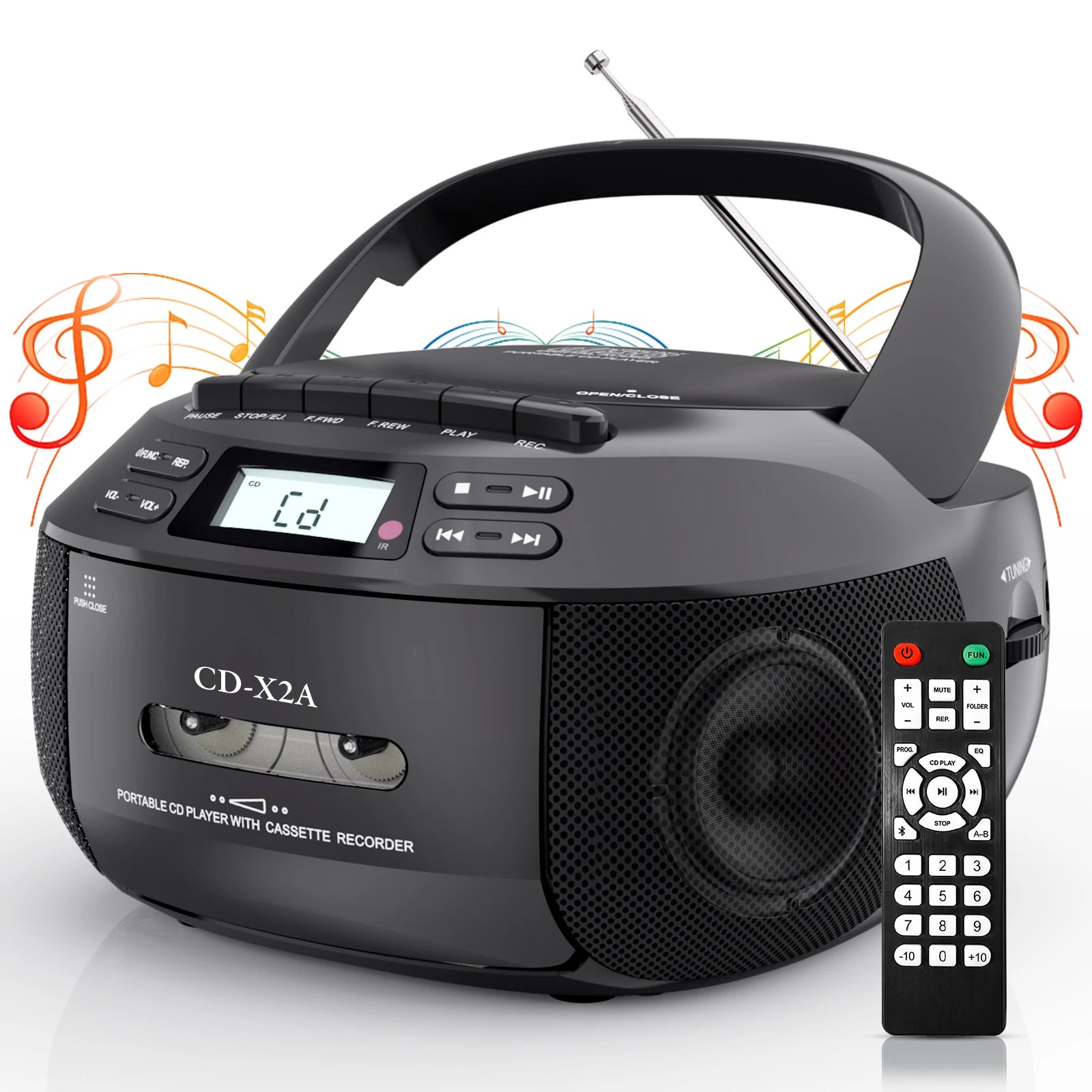 CD cassette player recorder with USB/MP3 and radios,portable cd tape boombox with remote control,AC DC power