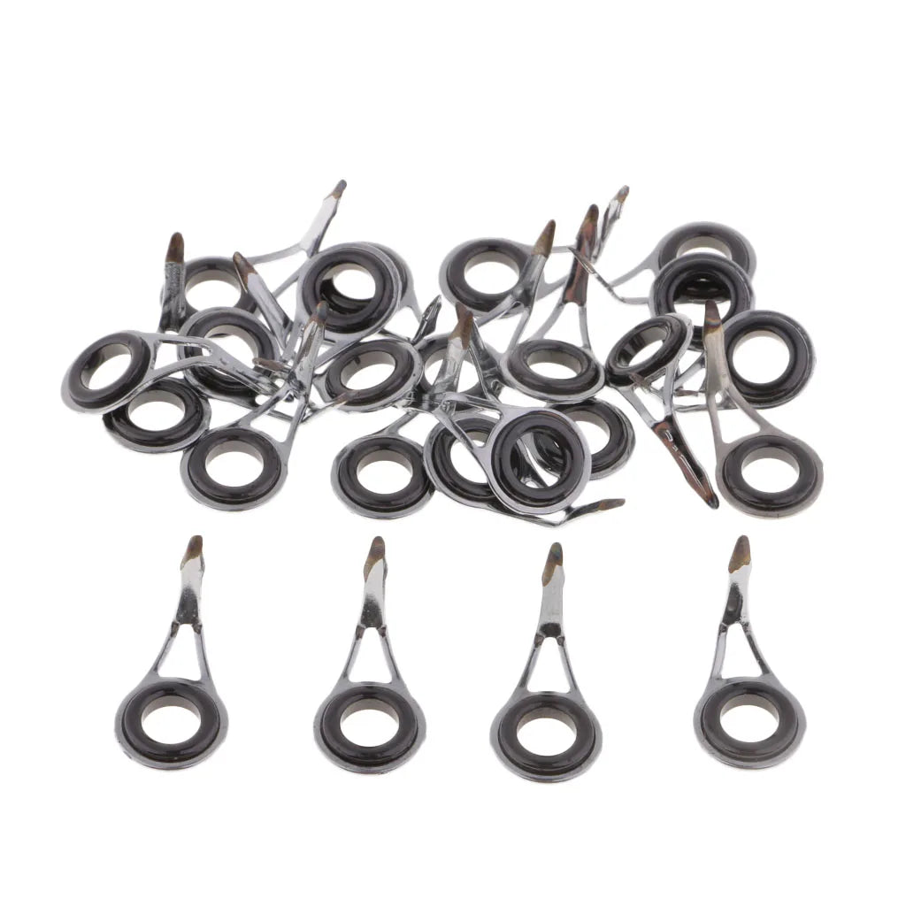 25pcs Sturdy Fishing Rod Guides Single Leg Rod Eye  DIY Rod Building Part Stainless Steel Frame and Ceramic