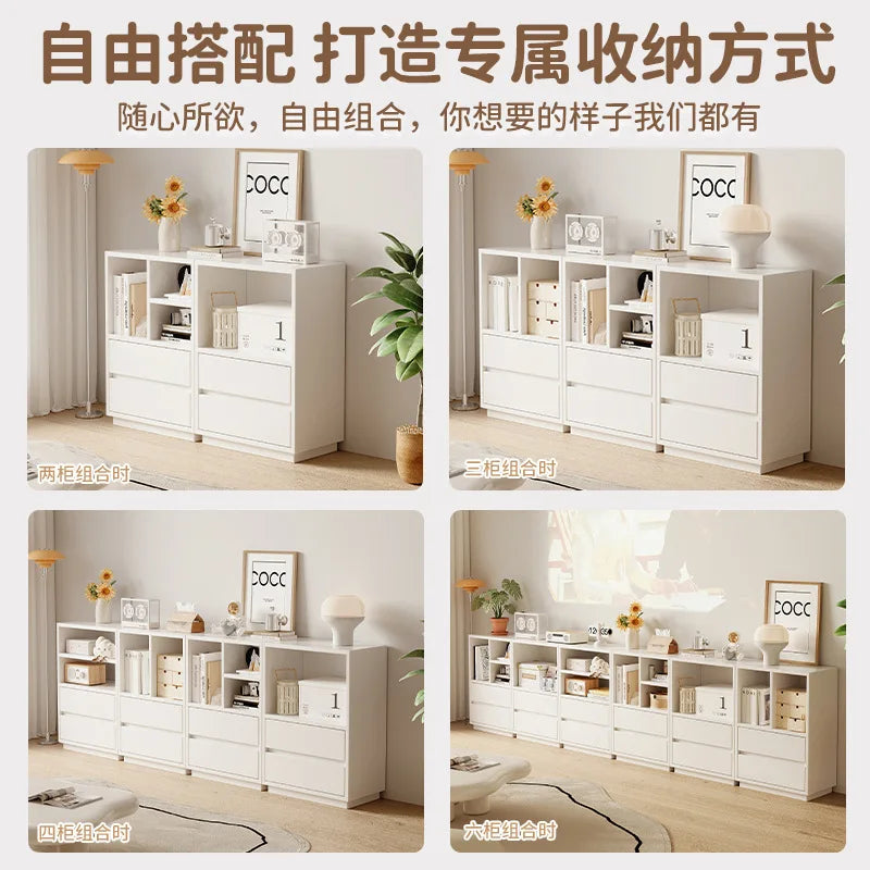 Bookshelf Home Modern Simple Floor Free Combination Storage Display Cabinet Living Room Grid Shelf Side Cabinet