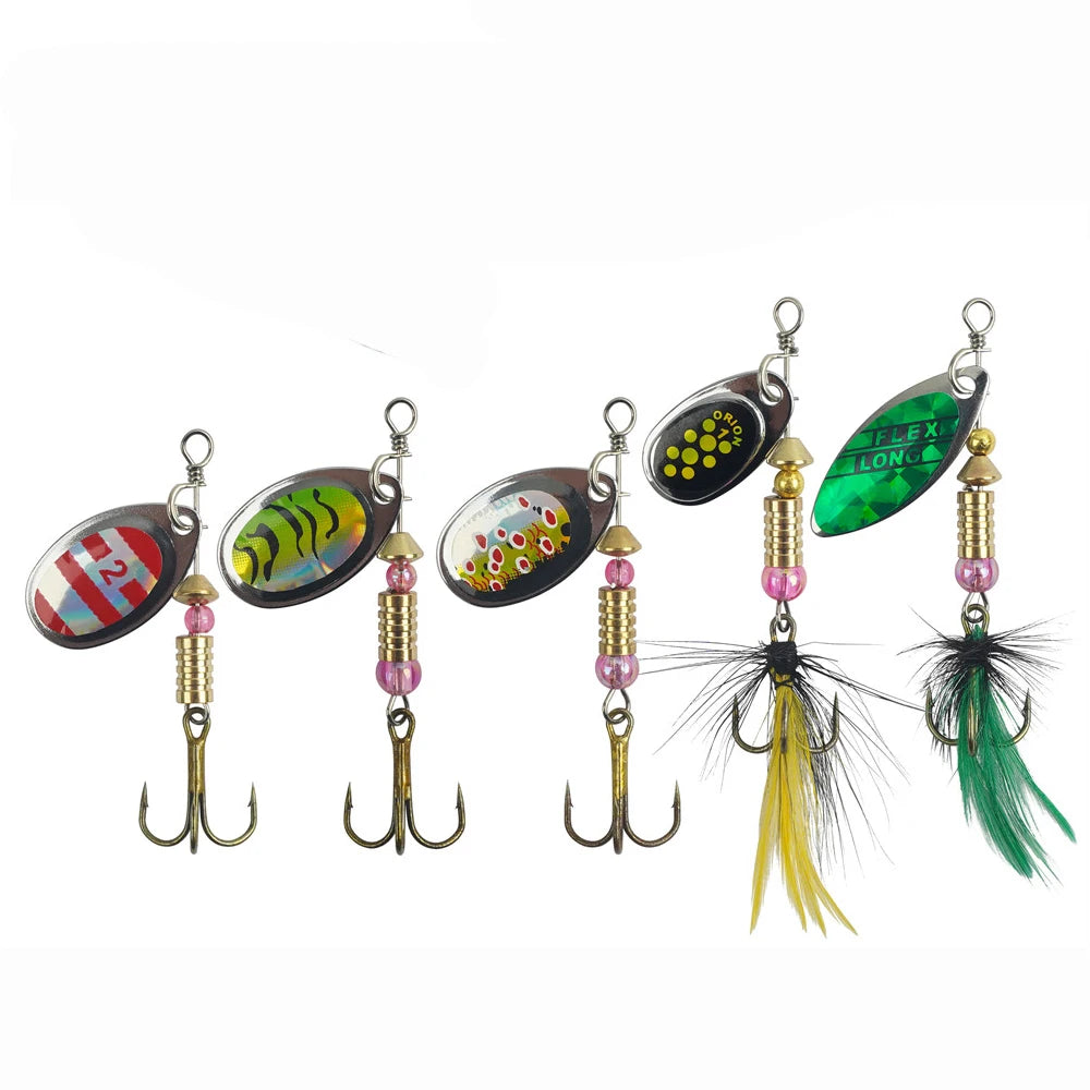 5/10/20Pcs Spinner bait Bass Fishing Lures Spinnerbaits Spoon Lures Feather treble hooks for Trout Salmon Metal Spinner Lure