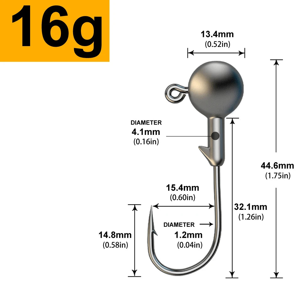 MrLurion 30pcs 1g 2g 3g 5g 10g 14g 18g 22g 25g 28g Fishing jigging head hook ,round head rigs fishhook for soft worm crank lures