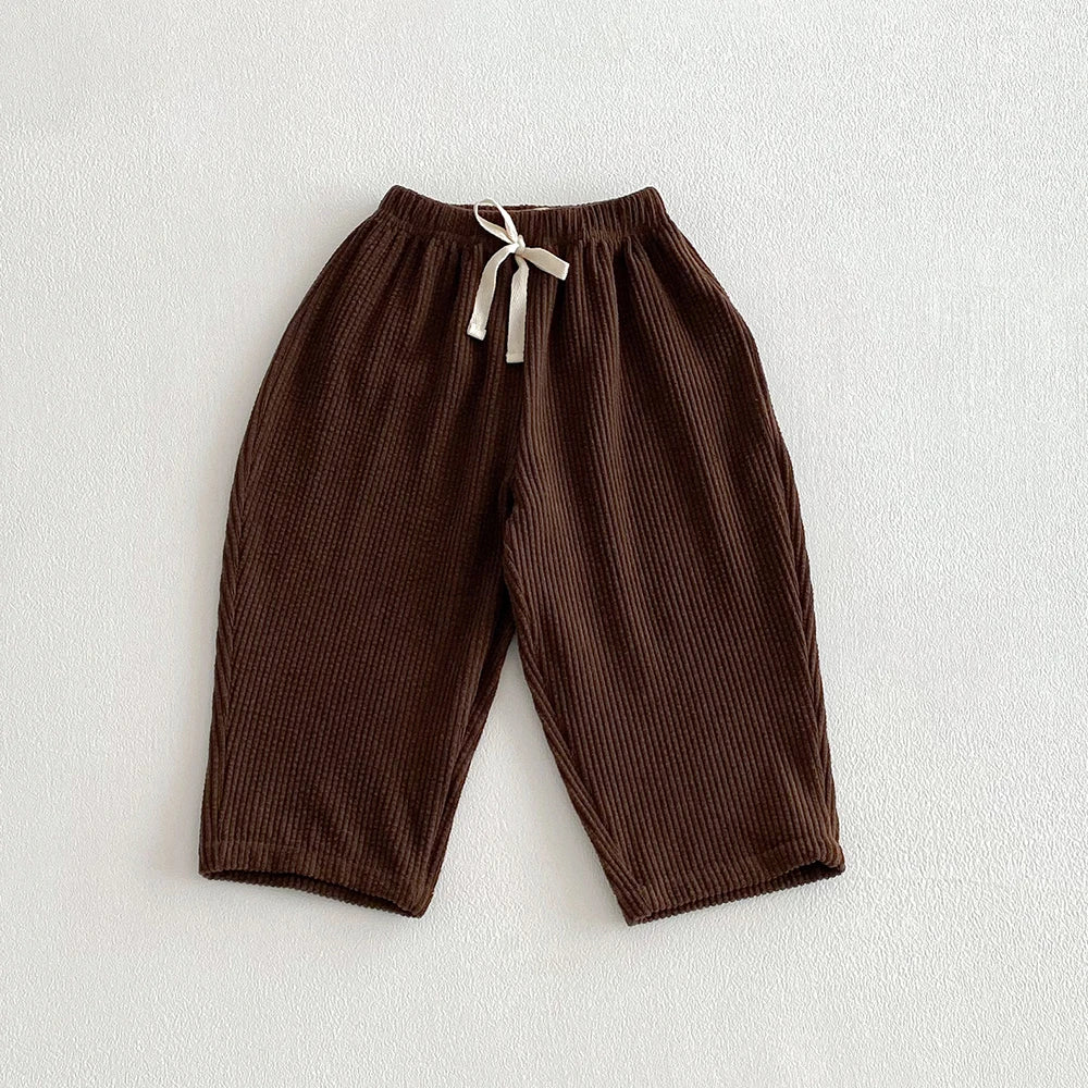 Kids Corduroy Pants for Boys Girls Casual Pocket Elastics Waist Pants Children Winter Casual Trousers Toddler Girl Clothing