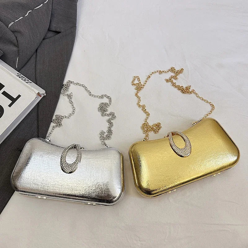 Women's Handbag Bags for Women 2025 Fashion Geometric Mini Party Evening Purse Crossbody Shoulder Bag Gold Box Lipstick Bag