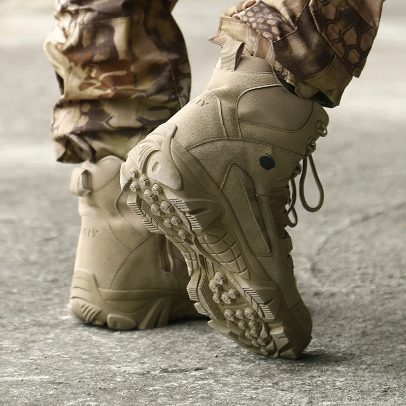 Men Tactical Boots Lace Up Breathable Male Army Boots Desert Boot Climbing Hiking Shoes Safety Unisex Hunting Boots Motorcycle