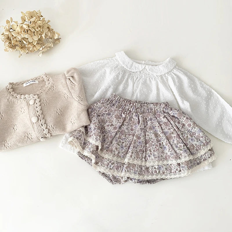 Spring Toddler Girls Blouse Petal Pan Collar Summer Soft Cotton Baby Tops Casual Kids Long Sleeve Base Shirt Embroider Clothes