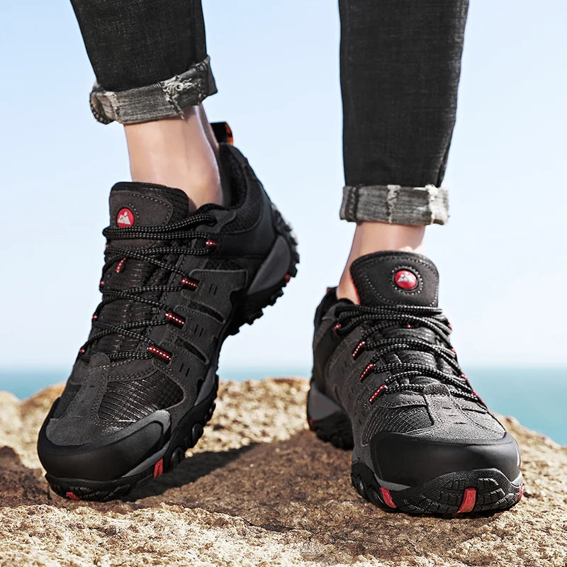 Men's Hiking Shoes Suede Leather Outdoor Shoes Wear-resistant Men Trekking Walking Hunting Tactical Sneakers Zapatillas Hombre