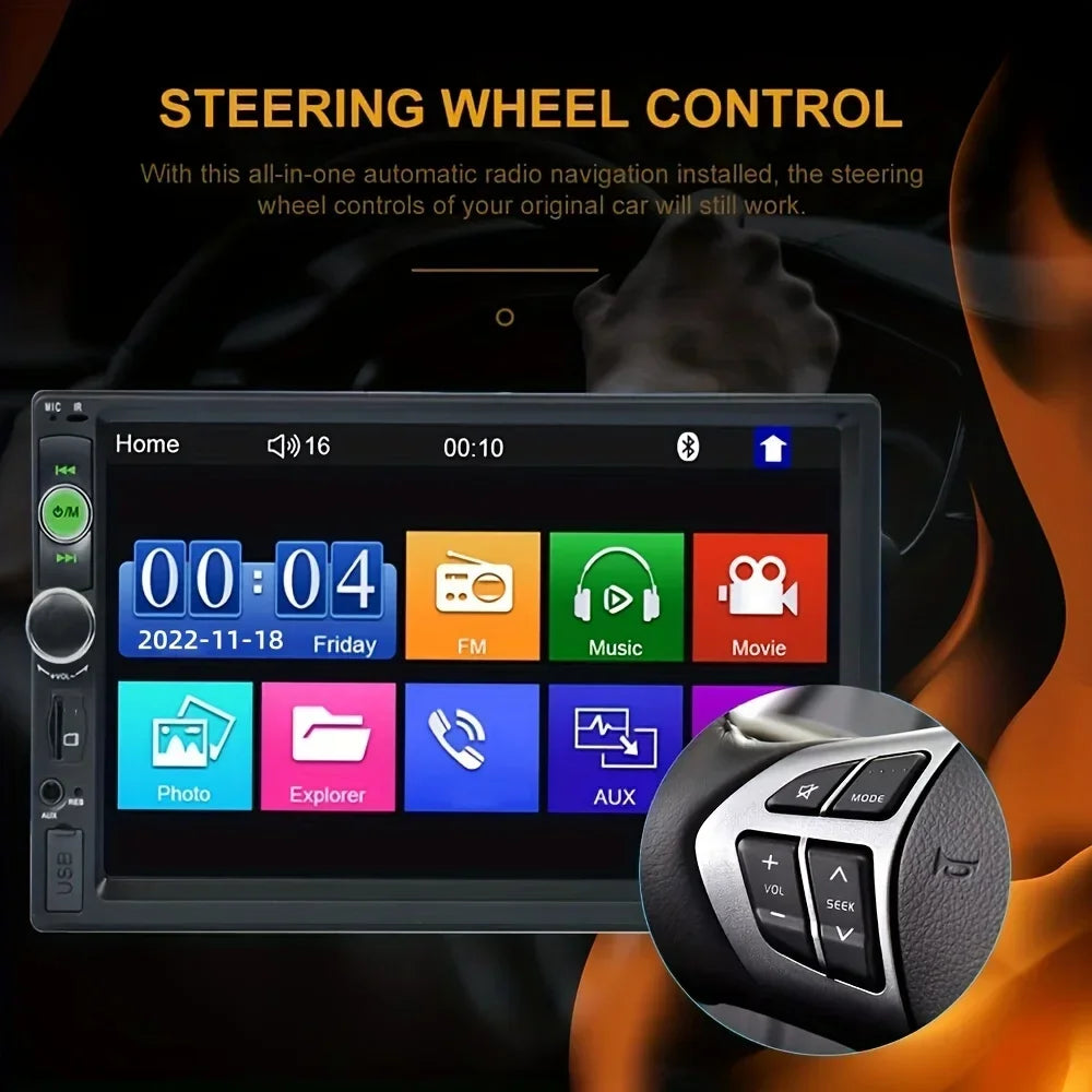 Car Stereo Radio 7 Inch HD Double Din MP5 Player, Touch Screen, USB, TF, FM, AUX, Mirror Link