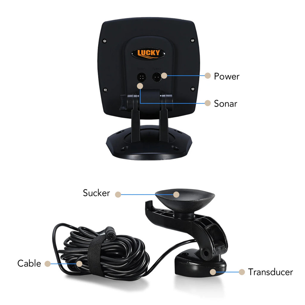 Portable Fish Finder Wireless Sonar Sensor Fishing Depth Finder Locator Fishfinder with Wired Transducer for Boat Kayak Fishing