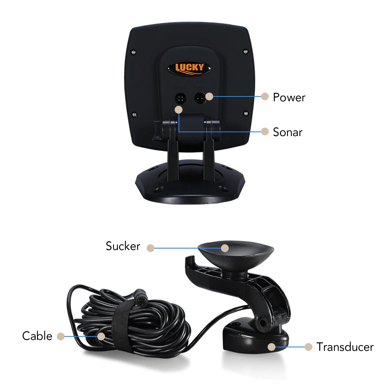 Portable Fish Finder Wireless Sonar Sensor Fishing Depth Finder Locator Fishfinder with Wired Transducer for Boat Kayak Fishing