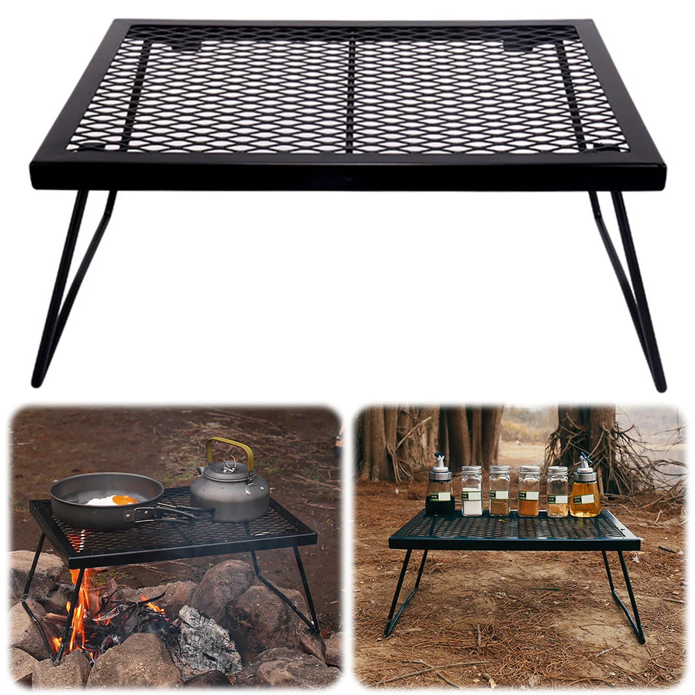 Campfire Grill Grate Heavy Duty Over Fire Camp Grill Foldable Camp Fire Cooking Rack for Camping Barbecues Picnic