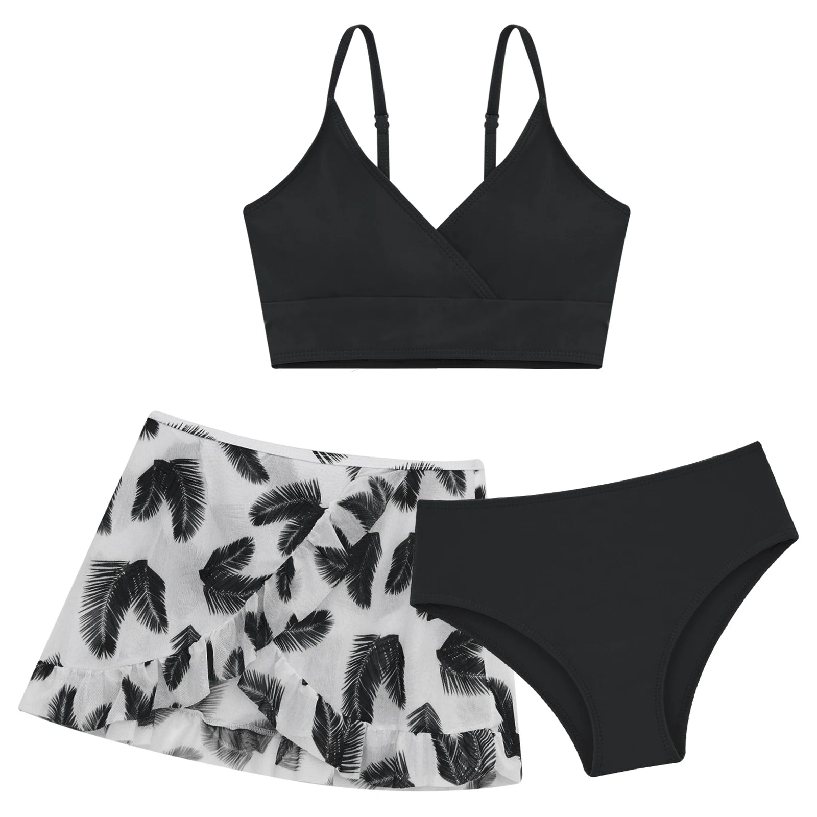 Kids Girls Swimsuit Bikini Set Bralette Girls Two-Piece Bathing Suits Volant Top Bikini Panties Swim Beachwear Tankini Beachwear