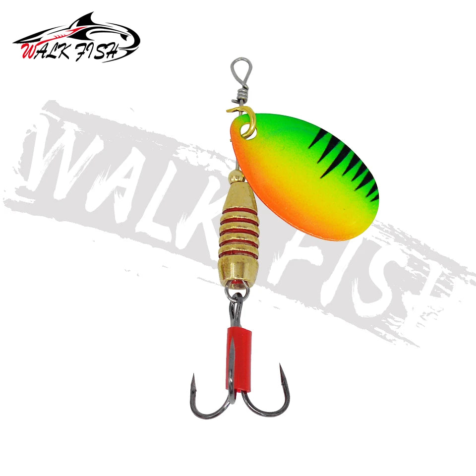 WALK FISH Spinner Lures 5.9cm 5g Rotating Spinners Spoon Hard Bait Pike Metal With Treble Hooks Fishing Lure Pesca Tackle