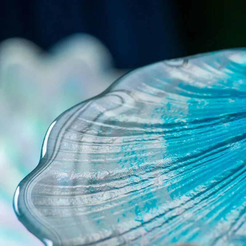 Creative Colorful Glass Plate Ocean Shell Fruit Plate European Style Tray Dessert Cake Plates Desktop Room Decor Table Ornament