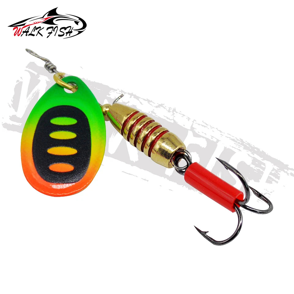 WALK FISH Spinner Lures 5.9cm 5g Rotating Spinners Spoon Hard Bait Pike Metal With Treble Hooks Fishing Lure Pesca Tackle
