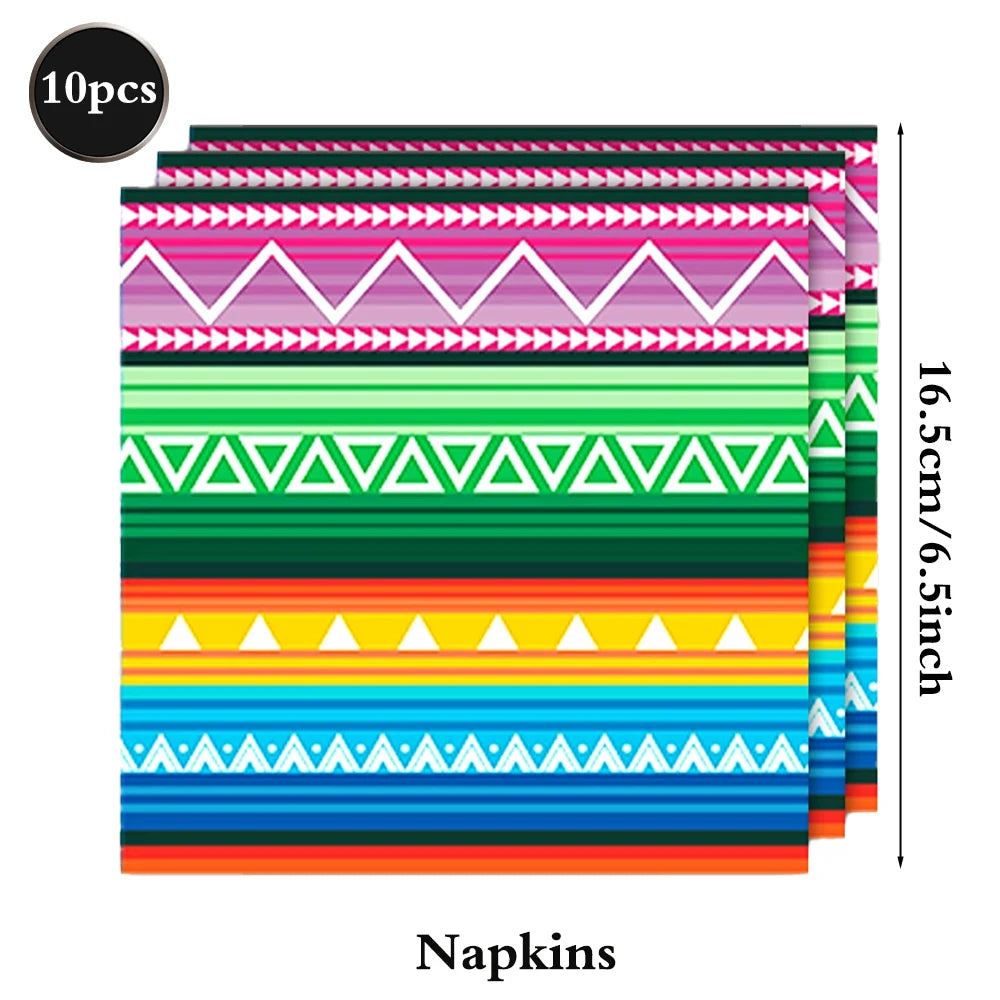 Cinco de Mayo Party Supplies Mexican Fiesta Party Decor Tableware Plate Napkin Banner Cake Topper For Carnival Birthday Party