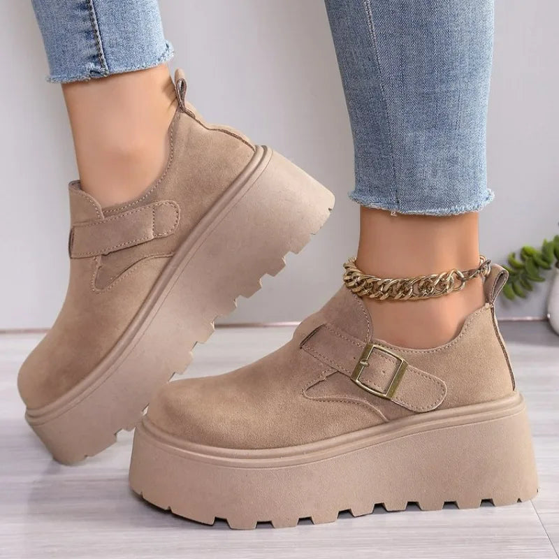 Women's Shoes Retro Suede Casual Shoe Fashion Platform Shoes Designer Womens Shoes Platform Vulcanized Footwear Zapatos De Mujer