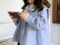 Korean Children's Clothing Girls' Shirt for Spring and Summer 2026 Blue Stripe Long Sleeved All-match Kids Shirt