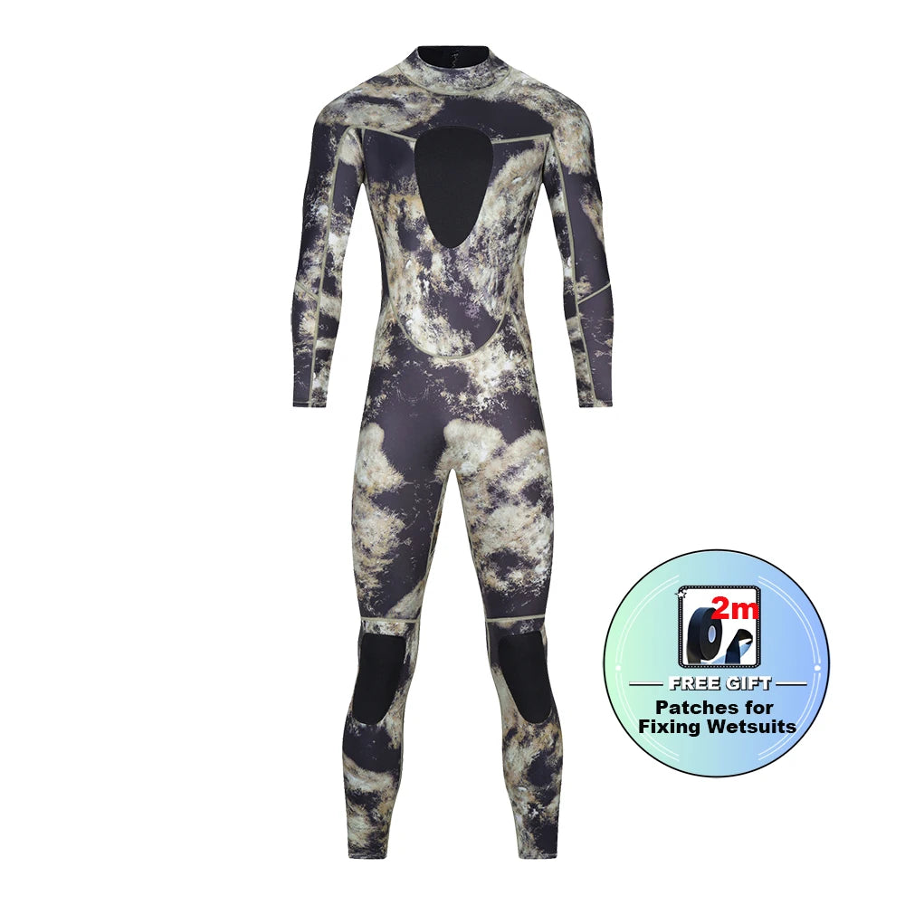 Mens Spearfishing Wetsuit 3mm Camouflage Neoprene One-piece Diving Suit for Scuba FreeDiving Jumpsuit Cold Water Swimsuit