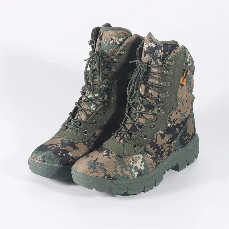 Men Outdoor Hiking Boots Fashion Sports Army Green Camouflage Jungle Off-road Boots Anti Slip Snow Shoes Wear-Resistant