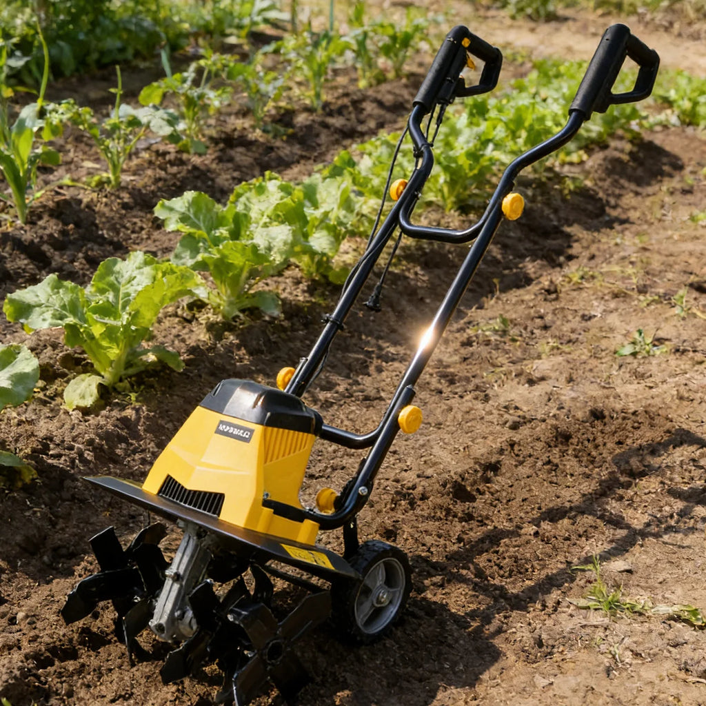 Electric Tiller Cultivator - Heavy Duty Garden Rototiller with Adjustable Tines for Soil Cultivation, Weeding & Small Farm/Lawn
