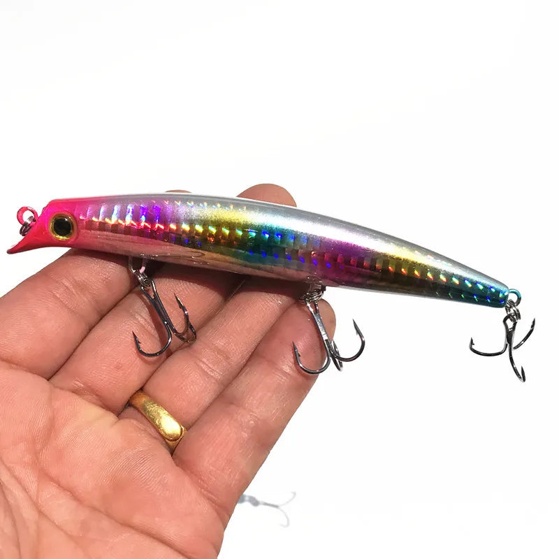 Seawater Fishing Dive Minnow 0.2-0.5m Artificial Lures Hard Bait 10.5cm 12cm  Bass Lure Laser Bright