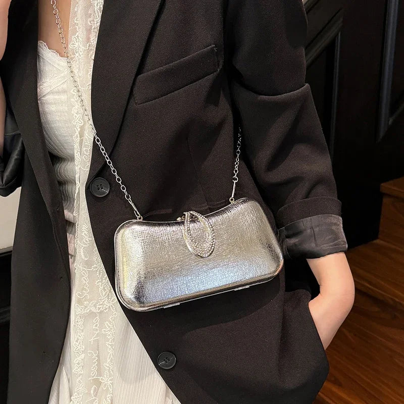 Women's Handbag Bags for Women 2025 Fashion Geometric Mini Party Evening Purse Crossbody Shoulder Bag Gold Box Lipstick Bag